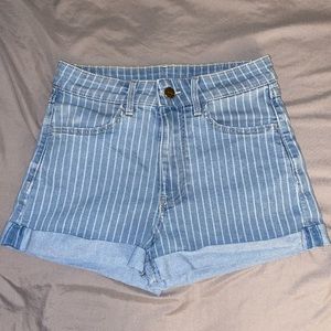H&M stripped denim shorts